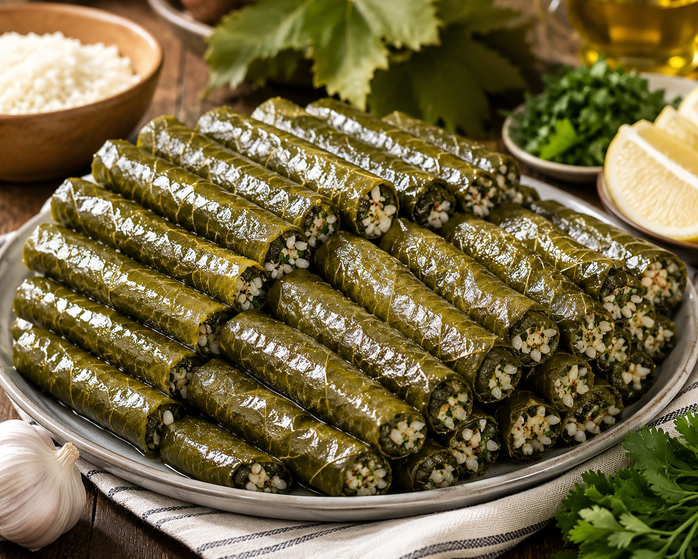 Özenle hazırlanmış çiğ sarma